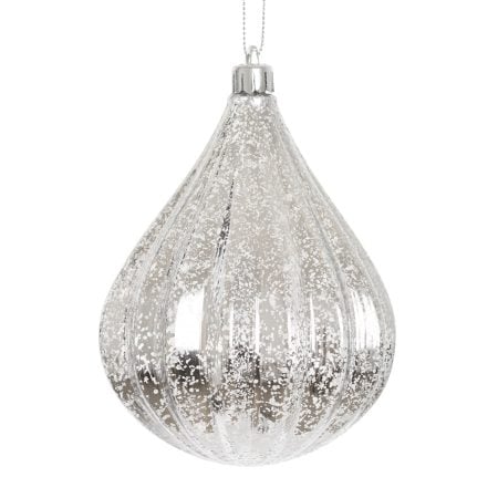 Silver mercury onion Christmas ornament, 6''