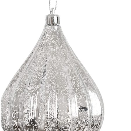 Silver mercury onion Christmas ornament, 6'' - Décors Véronneau