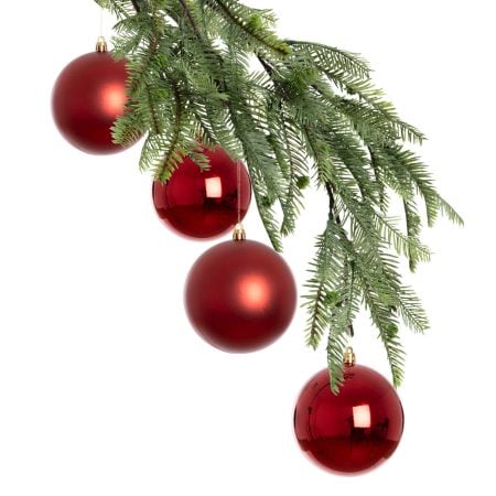 Boîte de boules de Noël rouges lustrées et mattes, 4-6''