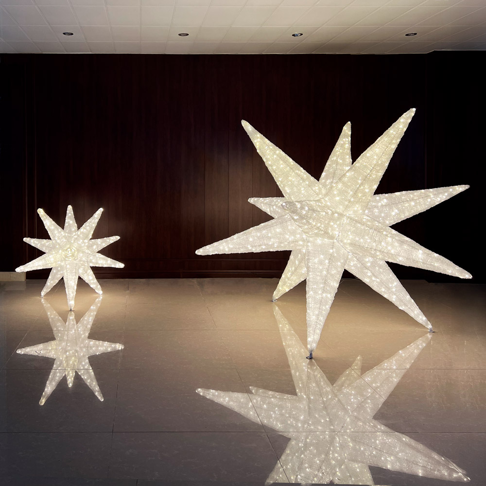 Étoile de Noël 3D extérieure, blanc pur, 576 DELs, 53'' – Image 2 - Décors Véronneau