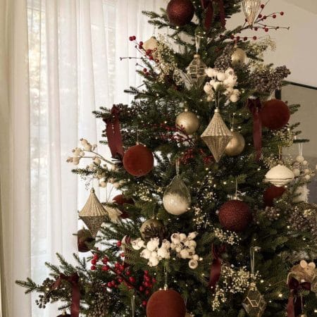 Boîte de boules de Noël brunes fini velours, 4-6'' - Décors Véronneau