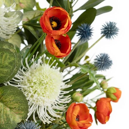 Arrangement floral artificiel de renoncules et chardons - Décors Véronneau