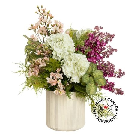 Arrangement floral artificiel de lilas et cerisier rose
