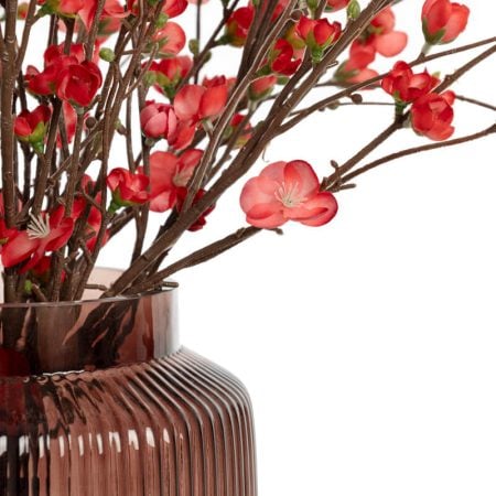 Branches de pêcher rouge artificiel en vase - Décors Véronneau
