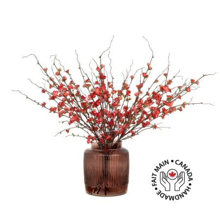 Branches de pêcher rouge artificiel en vase