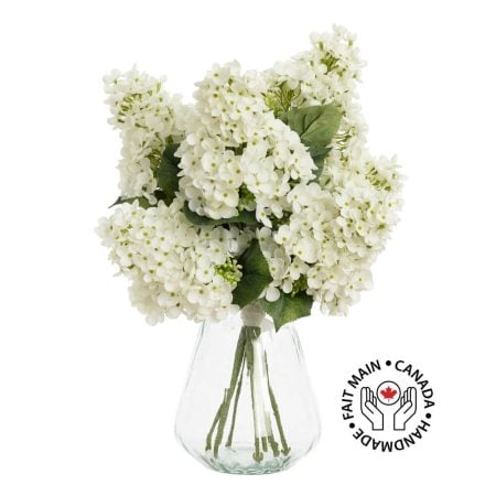 Bouquet de fleurs d'hydrangées blanches artificielles en vase