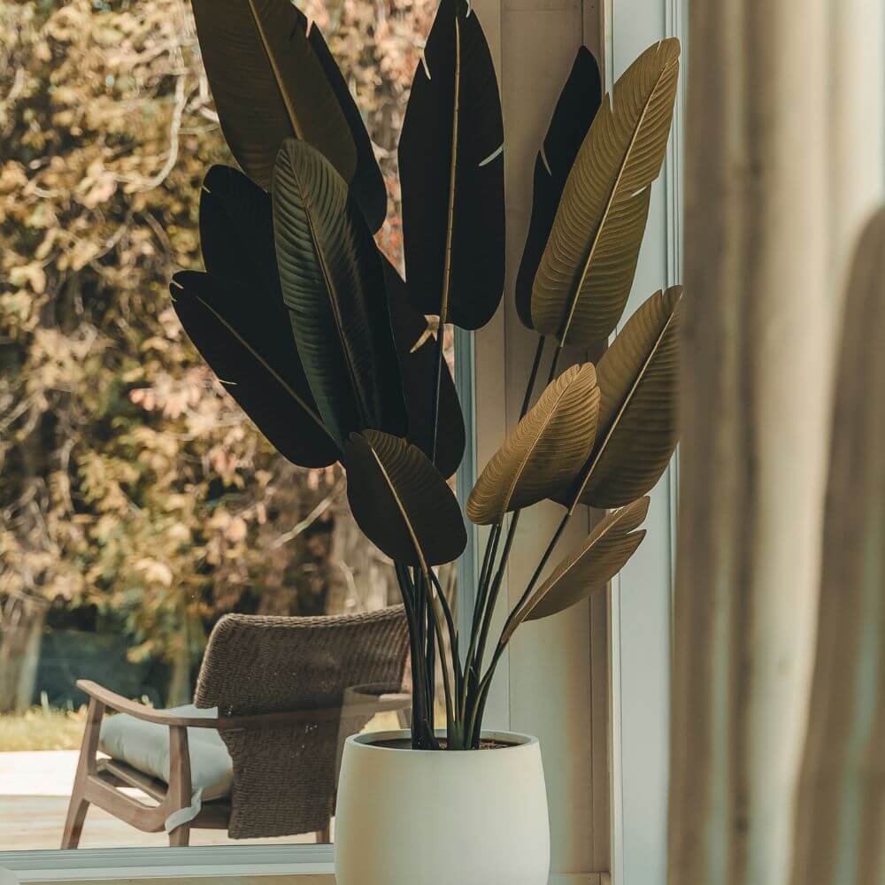 Plante artificielle oiseau du paradis dans un pot blanc - Décors Véronneau