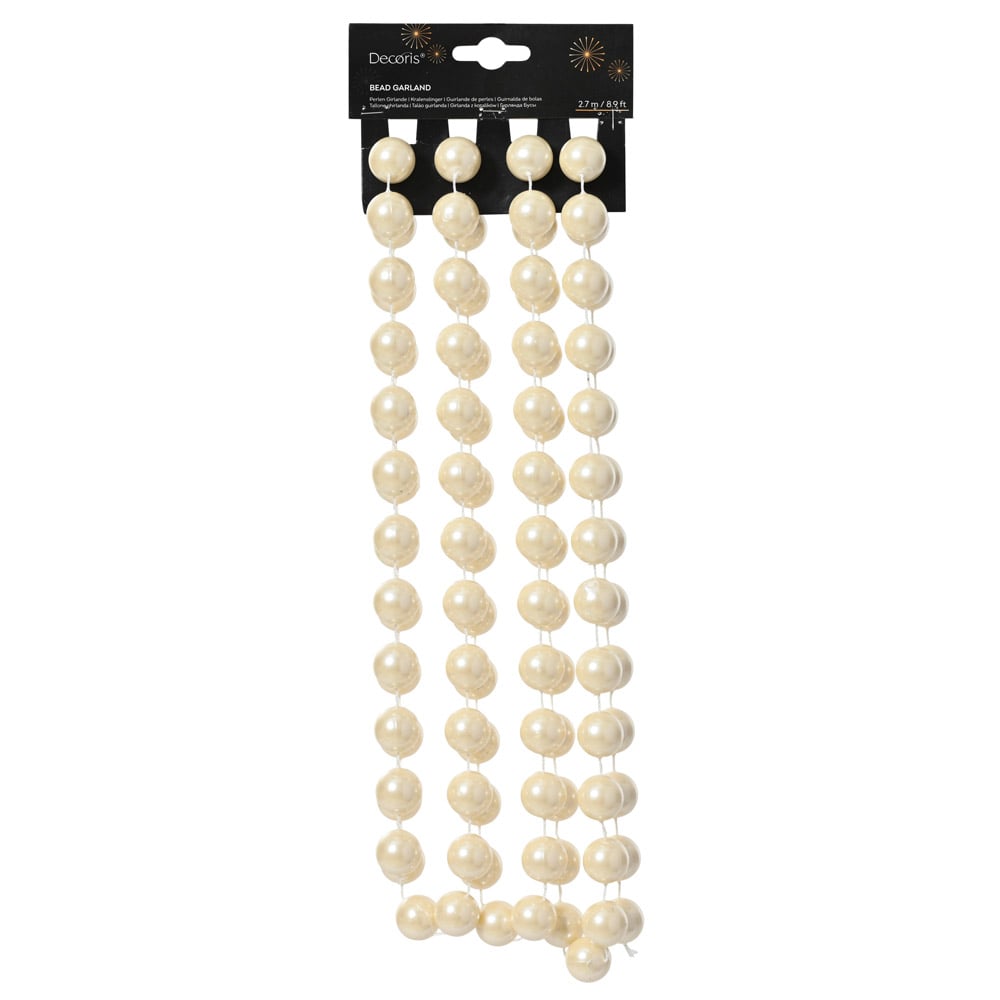 Guirlande de Noël avec perles crème - Décors Véronneau
