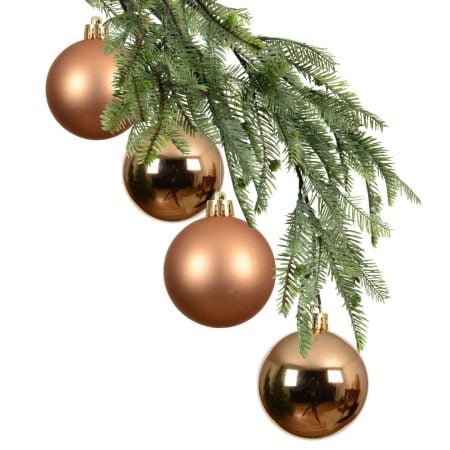 Box of 4 matte and glossy brandy Christmas baubles, 4''