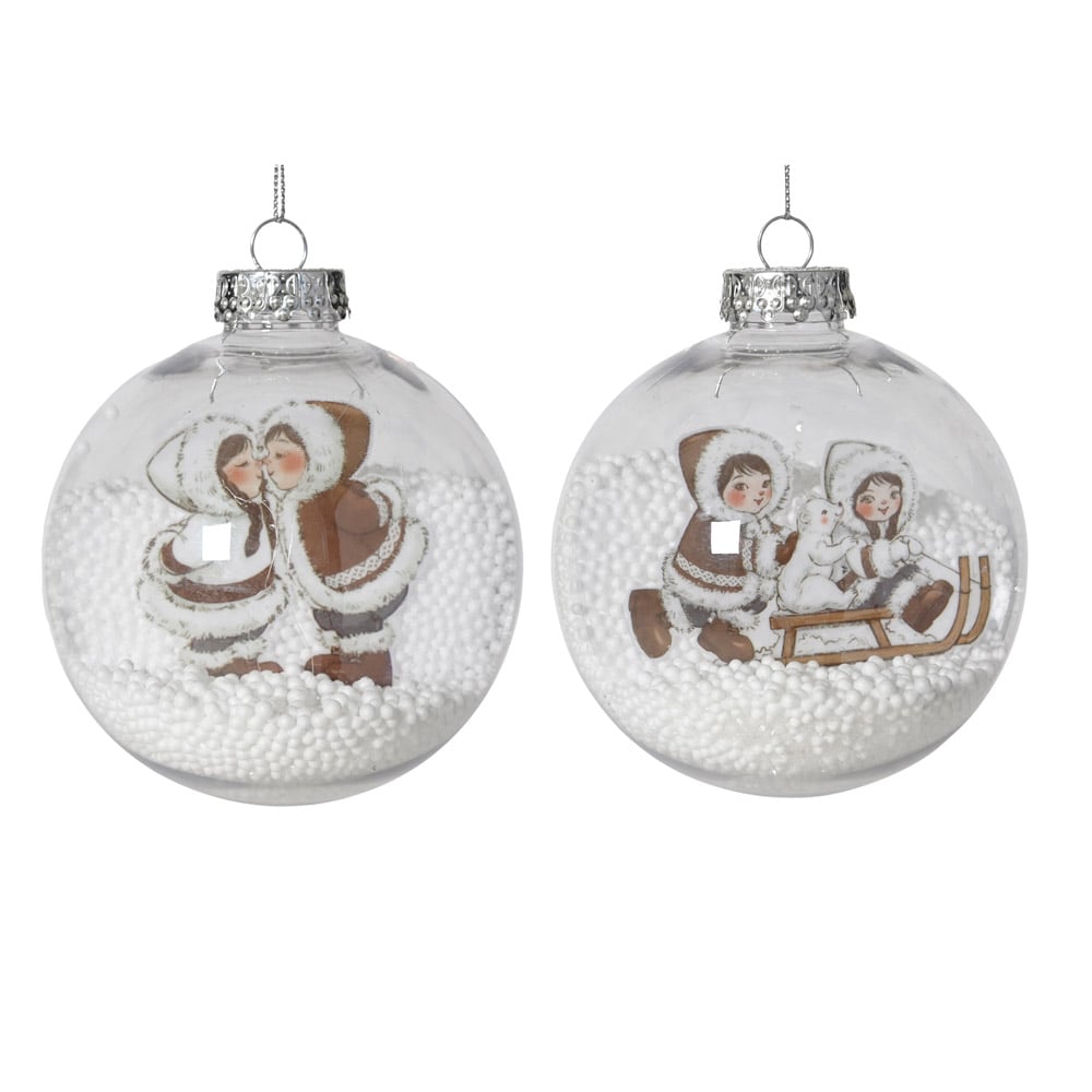 Boule de Noël transparente avec esquimaux - Décors Véronneau