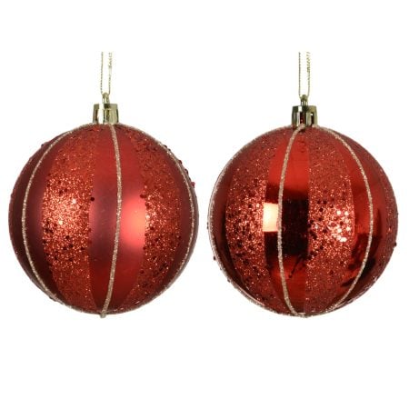 Boule de Noël rouge en plastique 100% recyclé, 3''