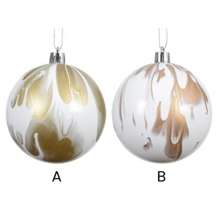 Marbled gold and white Christmas ornament, 3'' - Décors Véronneau