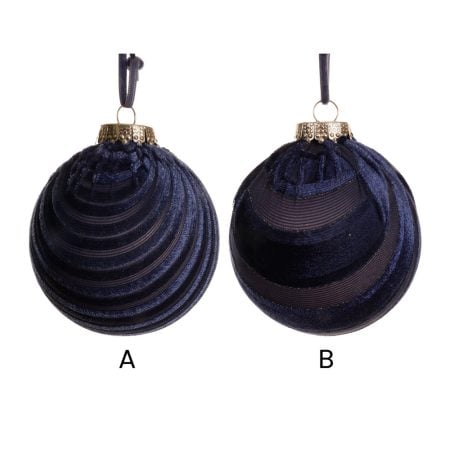 Midnight velvet blue Christmas ornament, 3'' - Décors Véronneau