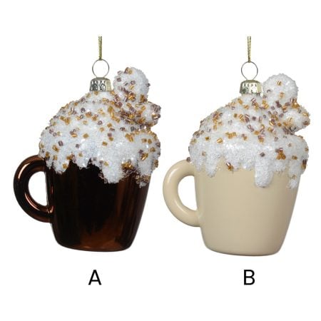 Mug Christmas ornament with whipped cream, 3,5'' - Décors Véronneau