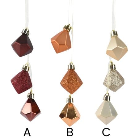 Dangling decorative diamond Christmas ornament, 2'' - Décors Véronneau