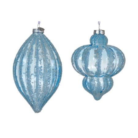 Light blue transparent glass Christmas ornament, 5''