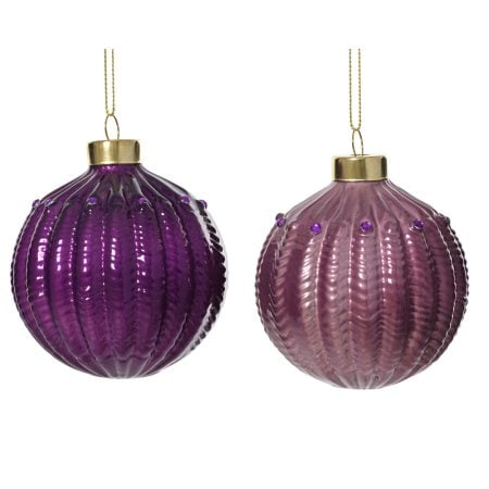 Purple glass Christmas ornament, 3''