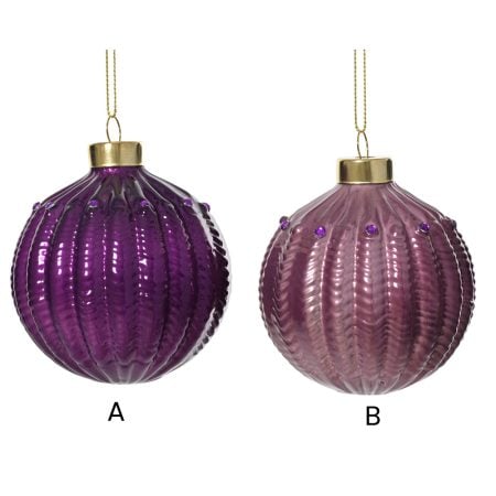 Purple glass Christmas ornament, 3'' - Décors Véronneau