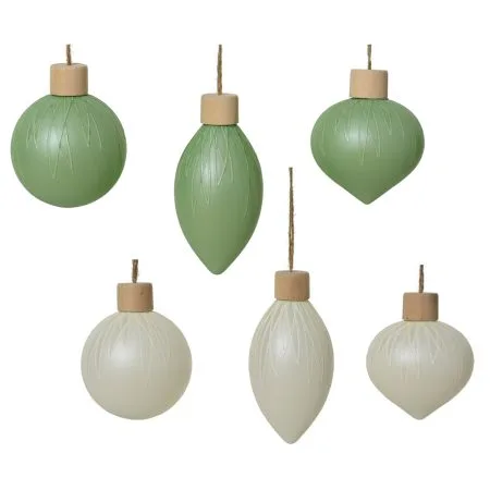 Cream or mint green glass ornament with wooden cap, 3''