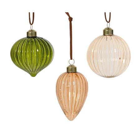 Colored clear glass Christmas ornament, 3''