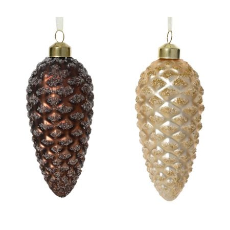 Sparkling glass pinecone Christmas ornament, 4,5''