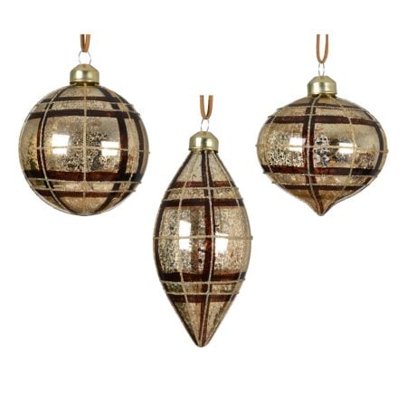 Tartan-patterned Christmas bauble, 3''