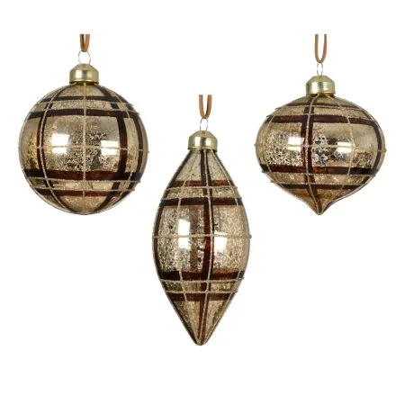 Tartan-patterned Christmas bauble, 3''