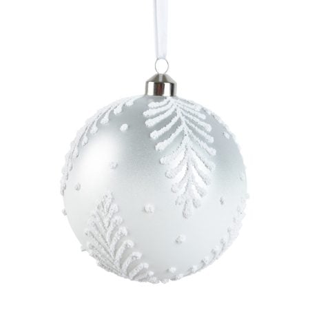 Boule de Noël au fini satiné avec motif ton sur ton, 4,5''