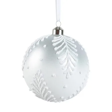 Satin-finish Christmas bauble with tone-on-tone pattern, 4,5''