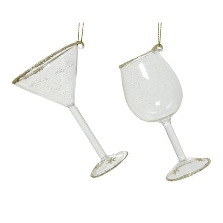 Ornement de Noël coupe ou cocktail en verre, 4''