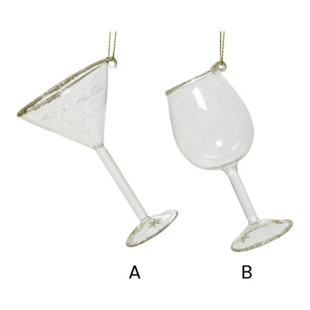 Ornement de Noël coupe ou cocktail en verre, 4'' - Décors Véronneau