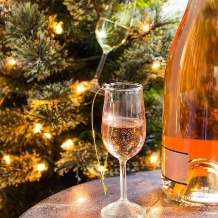 Rosé wine glass Christmas ornament, 4,5'' - Décors Véronneau