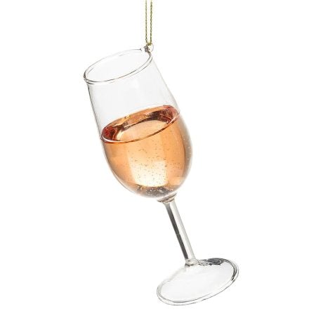 Rosé wine glass Christmas ornament, 4,5''