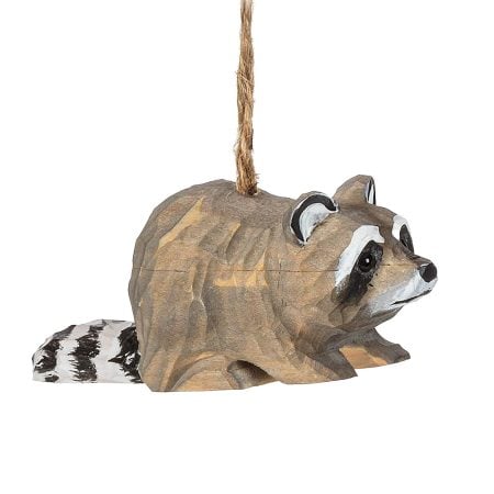 Handmade wooden raccoon Christmas ornament, 3,5''