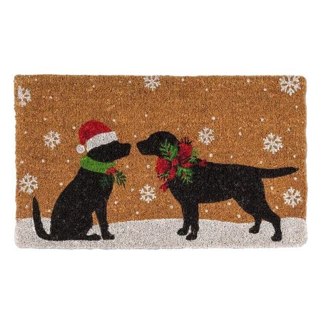 Festive dog Christmas doormat, 18 x 30''