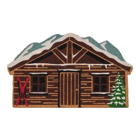 Winter ski chalet shaped doormat, 18 x 30''
