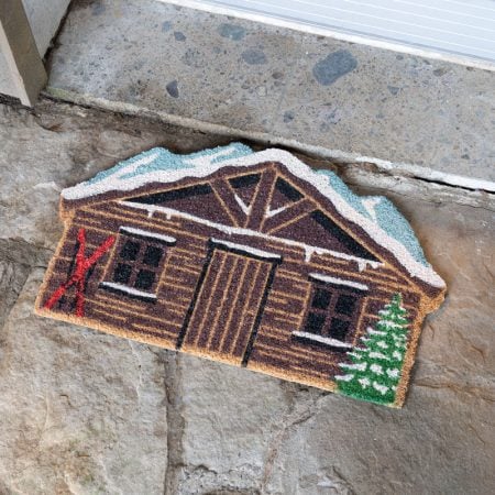 Winter ski chalet shaped doormat, 18 x 30'' - Décors Véronneau