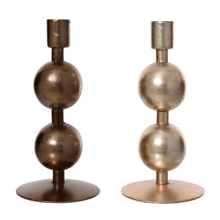 Handmade metal rounded candle holder, 7''