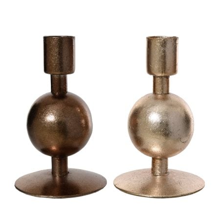 Handmade metal rounded candle holder, 4''