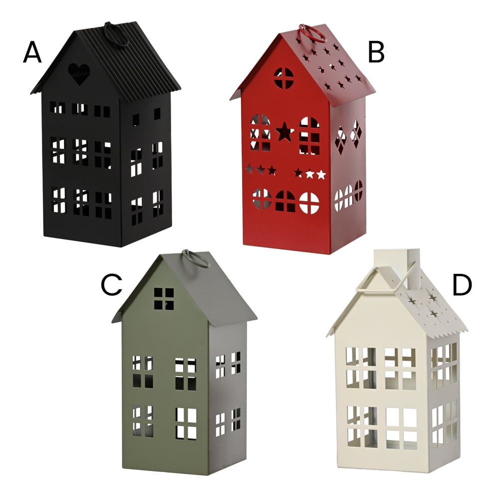 Lanterne de Noël en métal en forme de maison, 9,5'' - Décors Véronneau