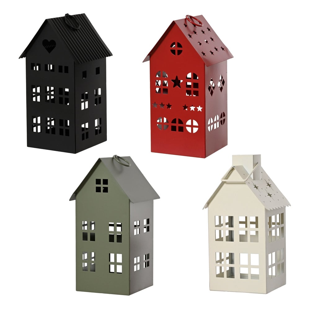 Lanterne de Noël en métal en forme de maison, 9,5'' - Décors Véronneau