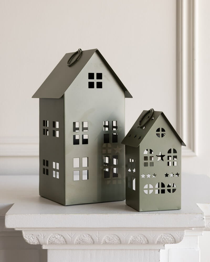 Lanterne en forme de maison verte - Décors Véronneau