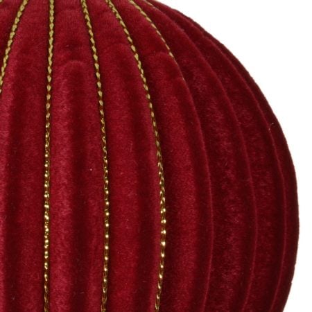 Boule de Noël rouge royale aux coutures dorées, 3'' - Décors Véronneau