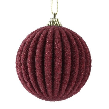 Boule de Noël bordeaux texturée - Décors Véronneau