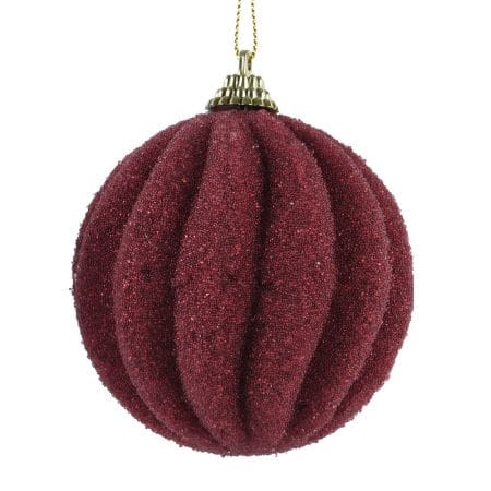 Boule de Noël bordeaux texturée - Décors Véronneau