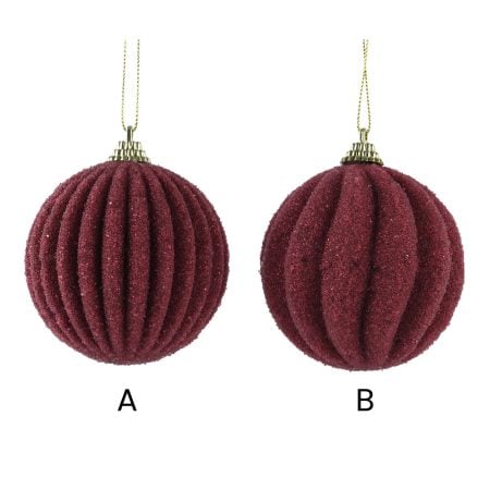 Boule de Noël bordeaux texturée, 3'' - Décors Véronneau