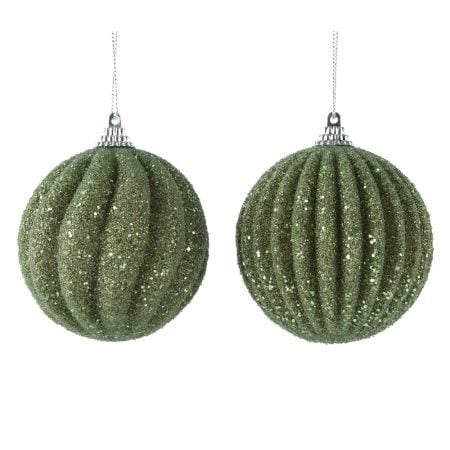 Textured sage green Christmas bauble, 3''