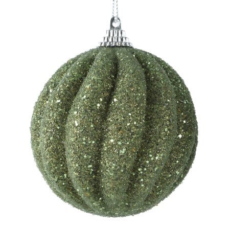 Boule de Noël vert sauge texturée - Décors Véronneau