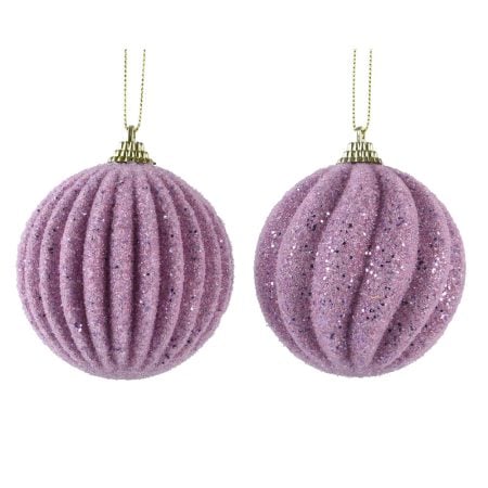 Textured pink Christmas bauble, 3''