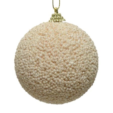 Boule de Noël de mini perles crème brillantes, 4''